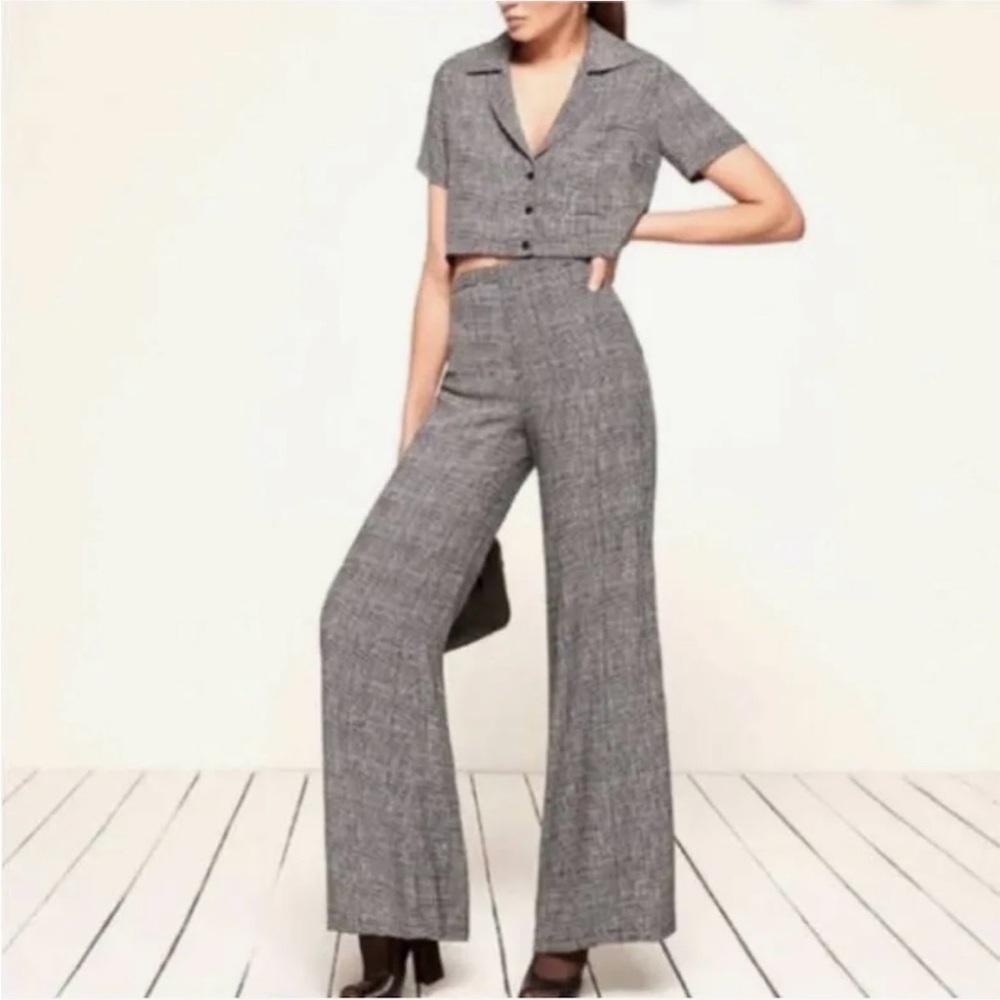 NWT Reformation Black and White Gingham Pantsuit Set